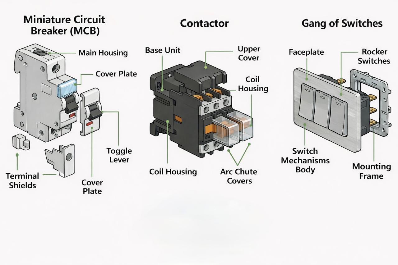 Electrical plastic components