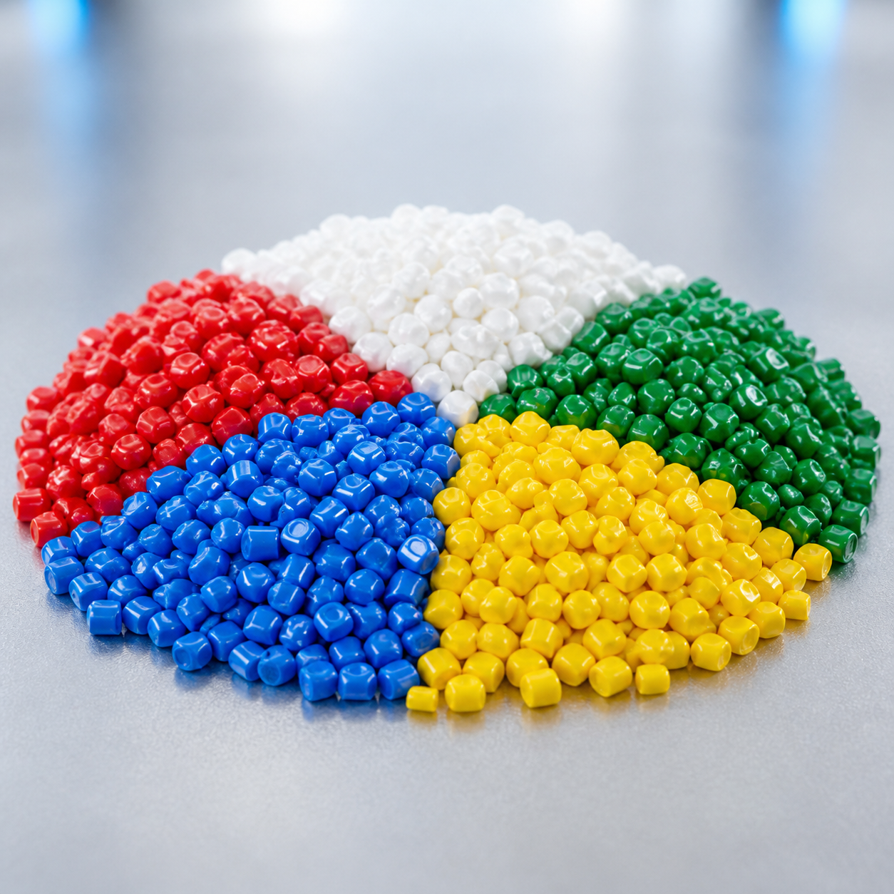 Generated colored polymer compound pellets
